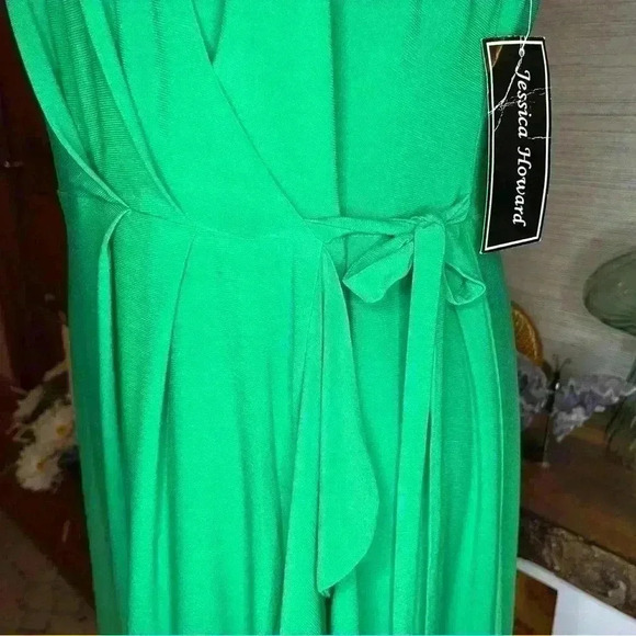 Jessica Howard Faux Wrap Dress Green Women’s Size 12 Flounce Ruffle NWT - Picture 5 of 12